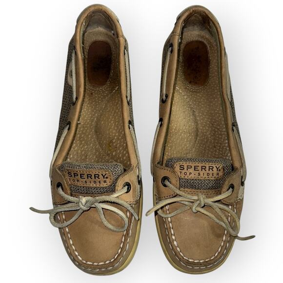 Sperry Top-Sider Angelfish Women's Boat Shoes Sz 8.5M Tan Leather Slip On Casual - Picture 1 of 7